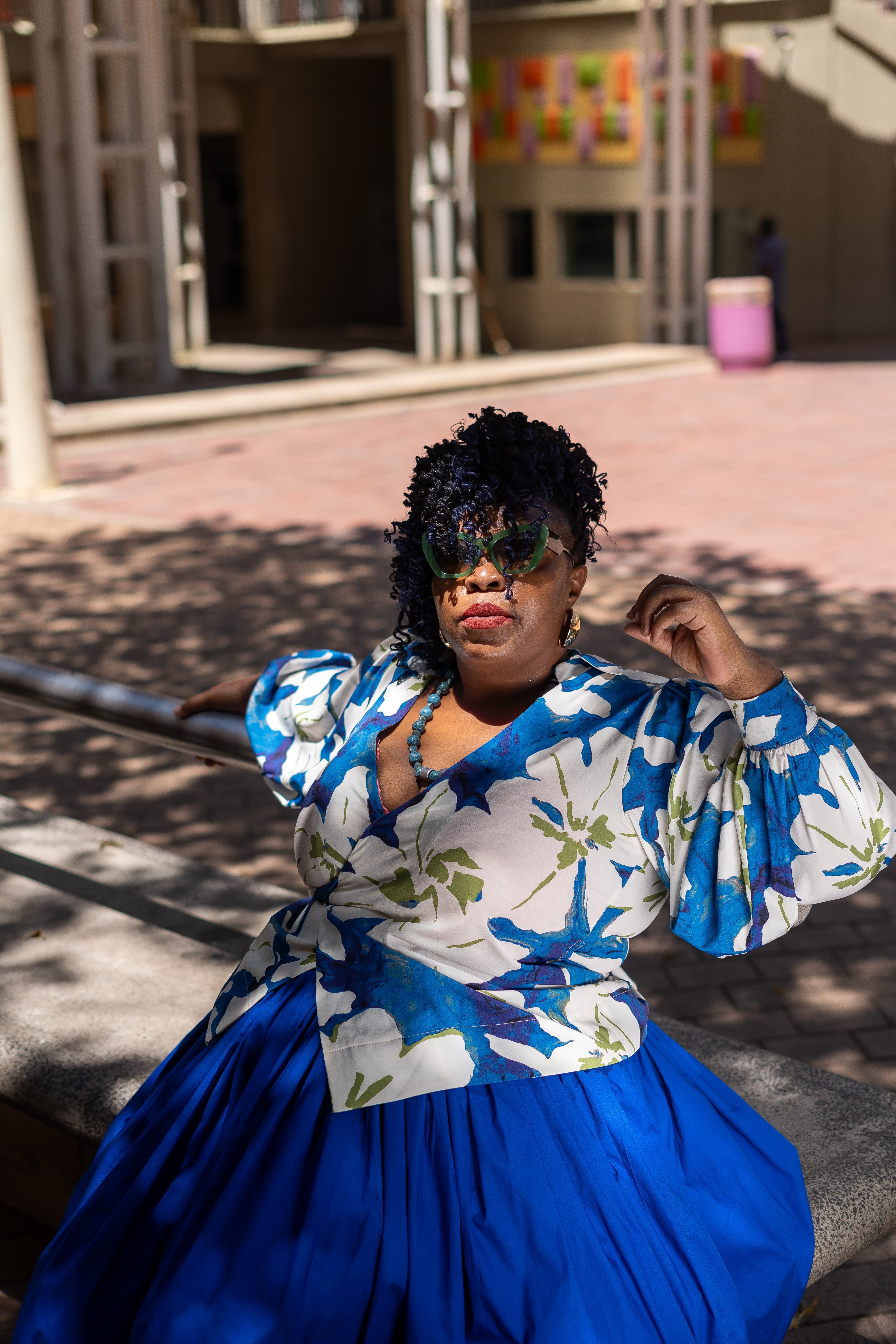Blue Blossom puff blouse