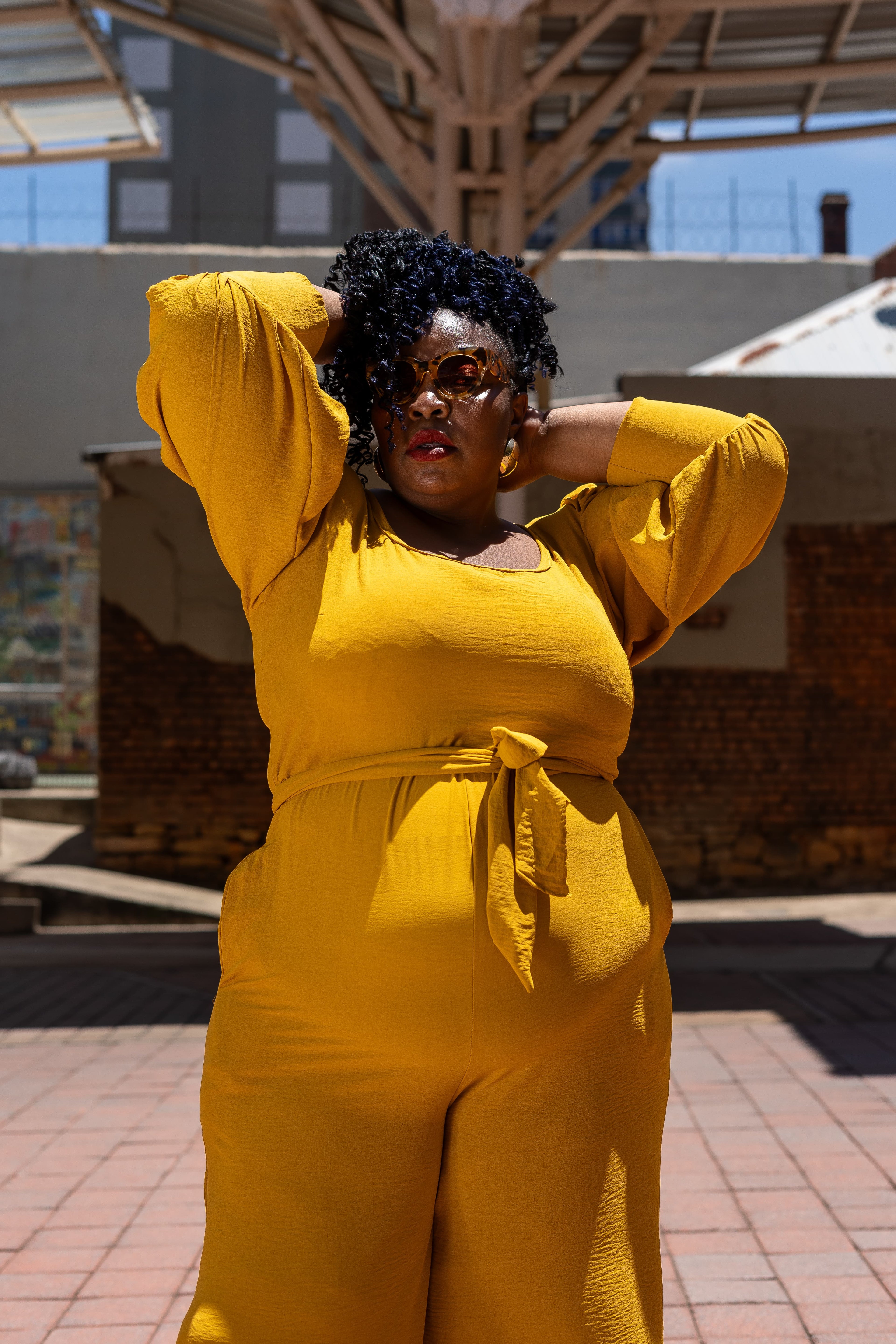 Yellow Jumpsuit with Waistband