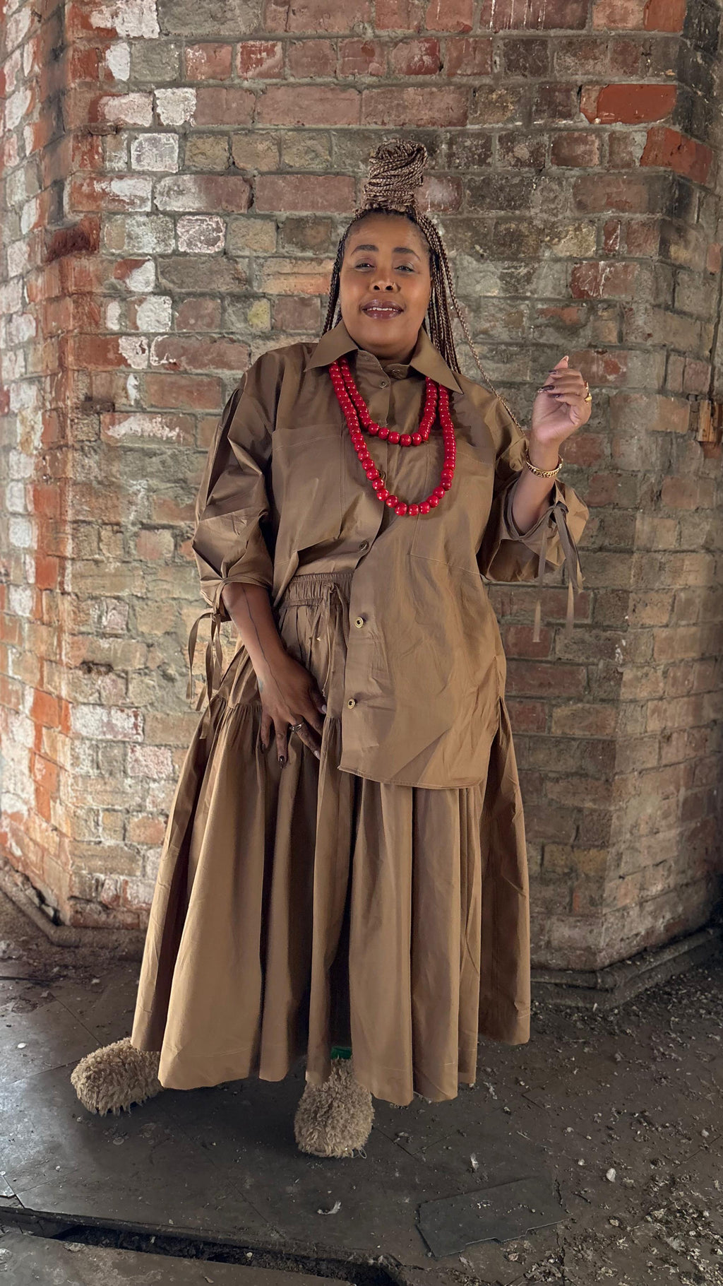 Bundle of Earthy Mocha Two-Piece  with hooded Scarf