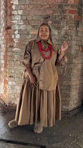 Earthy Mocha Two- Piece Matching Set-Oversized Button
