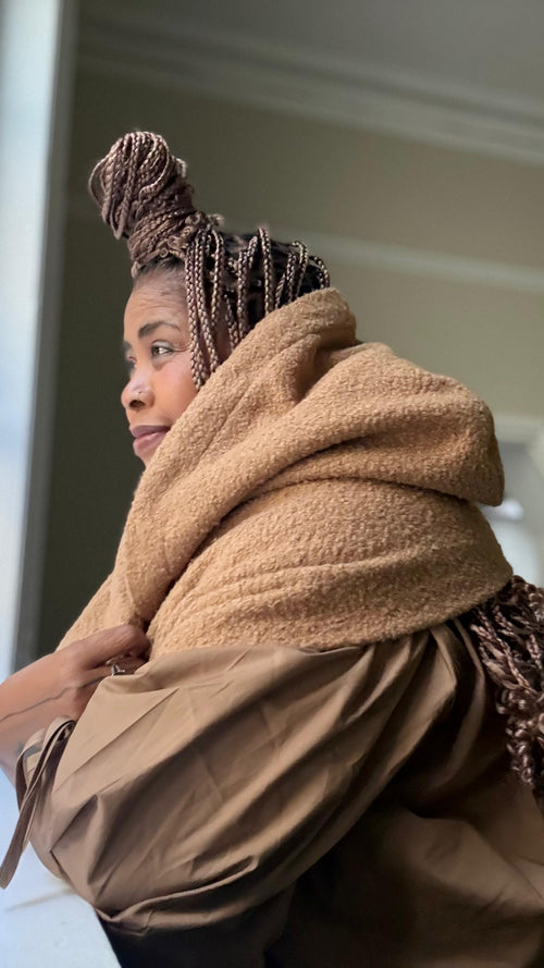 Bundle of Earthy Mocha Two-Piece  with hooded Scarf