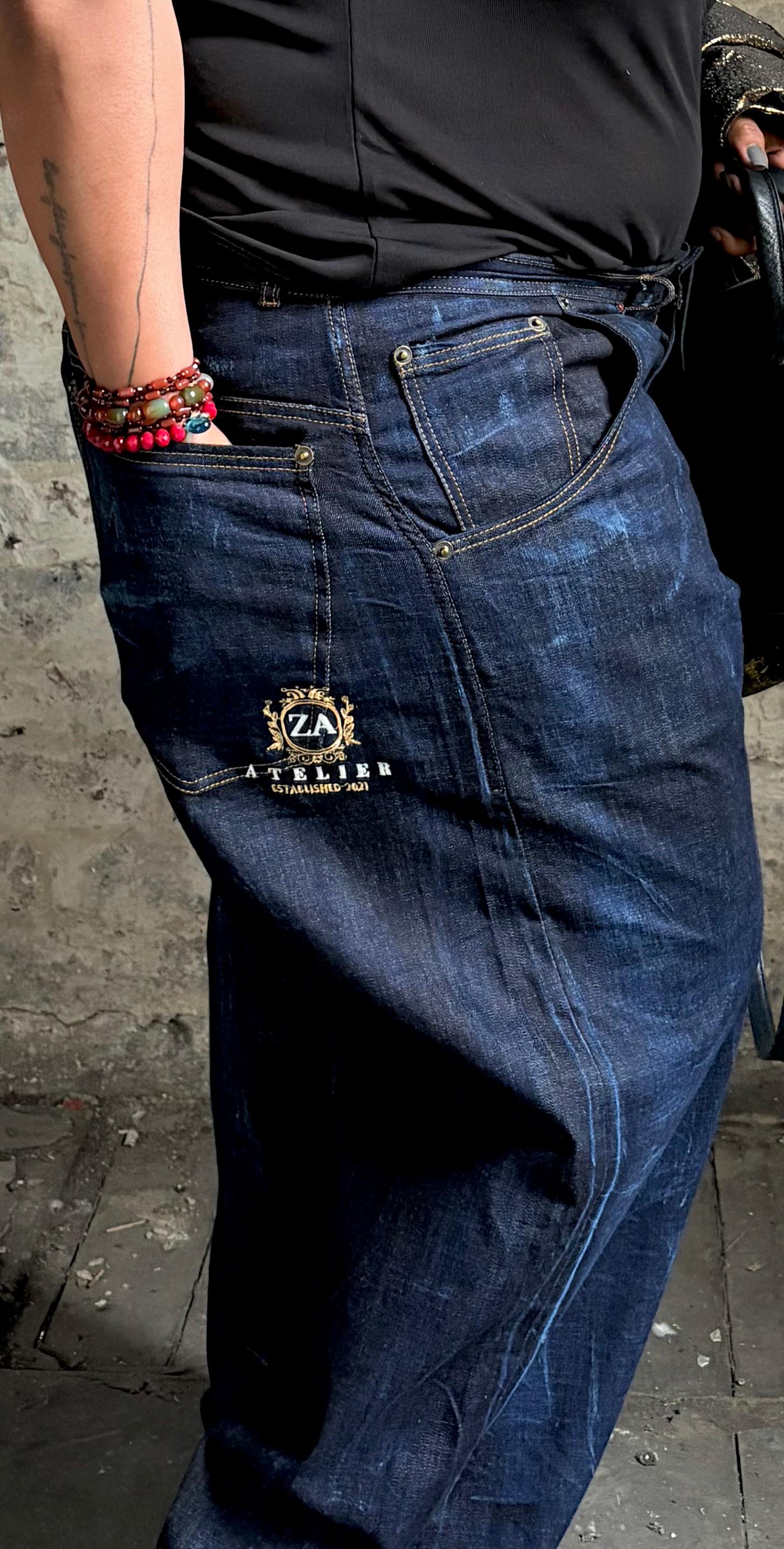 Custom patchwork denim jeans |Exclusive Za-Atelier