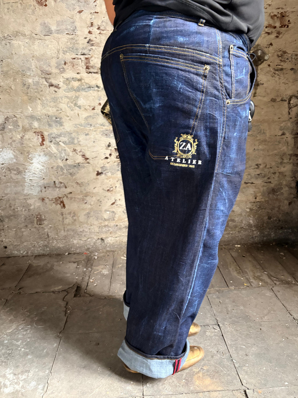 Custom patchwork denim jeans |Exclusive Za-Atelier