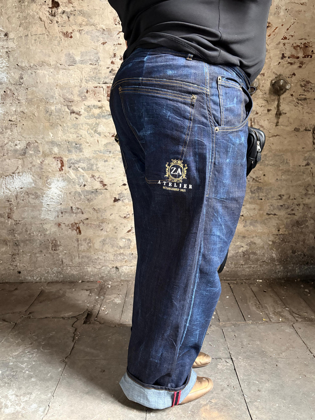 Custom patchwork denim jeans |Exclusive Za-Atelier