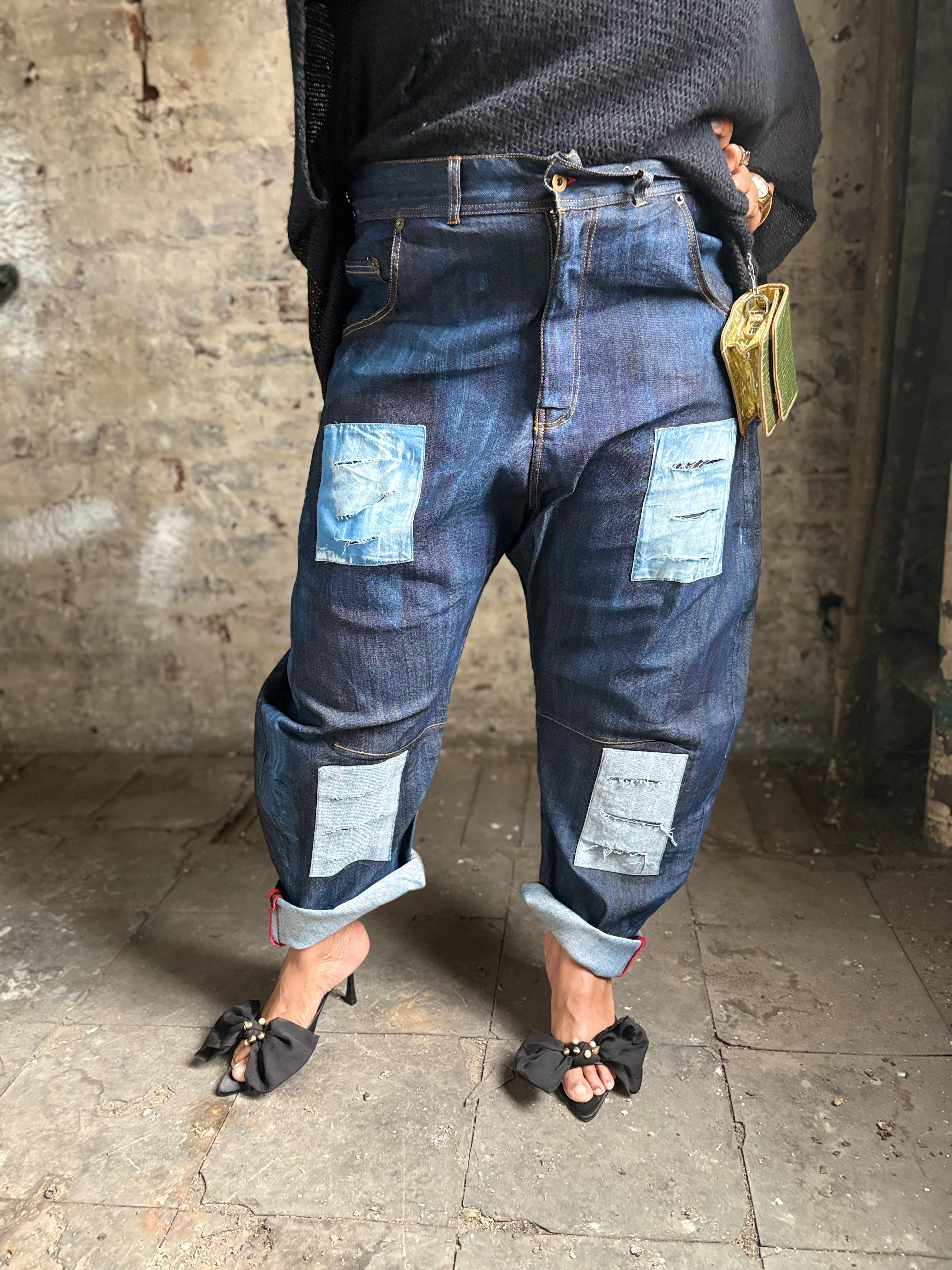 Custom patchwork denim jeans |Exclusive Za-Atelier