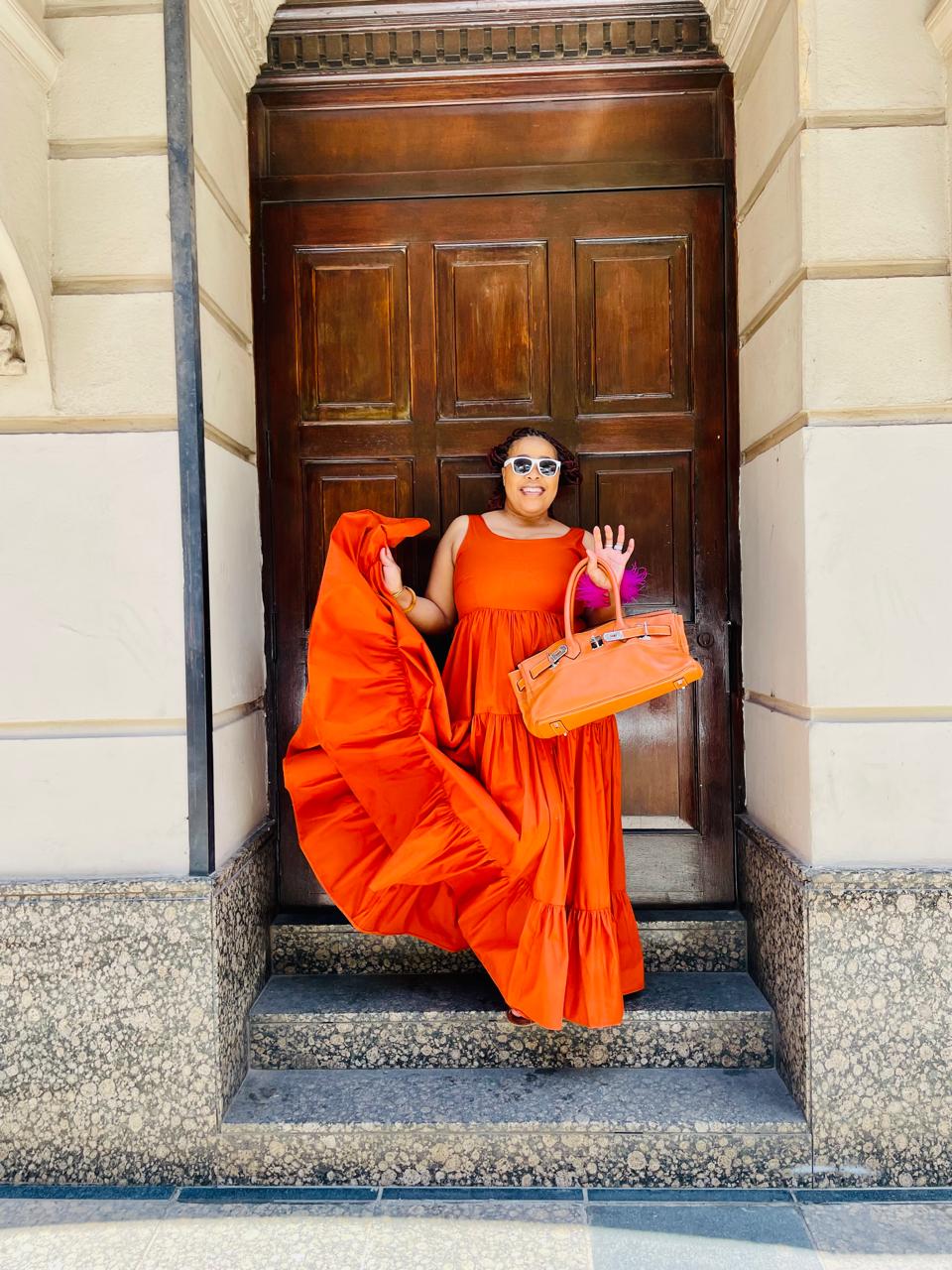 Vibrant Orange Maxi Dress |Resort and evening wear